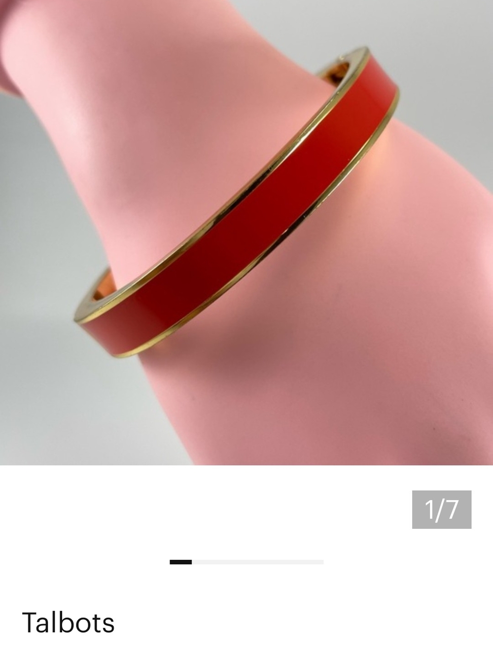 Talbots Coral-Red Enamel and Gold-Tone Bangle Bracelet